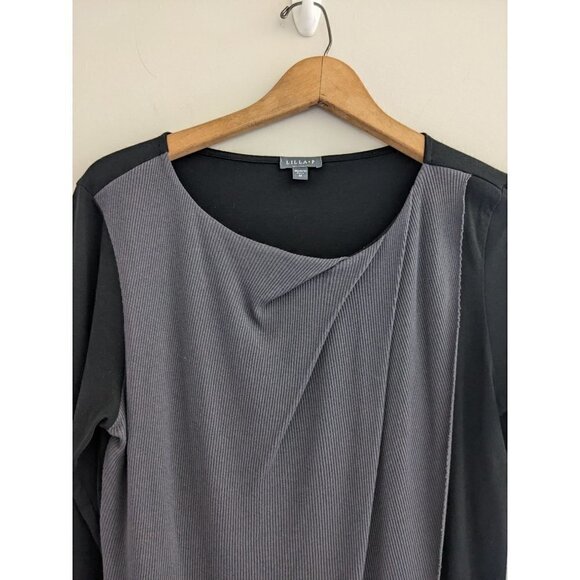 Lilla P Drape Asymmetric Hemline Lagenlook Long Sleeve Top - Picture 4 of 9